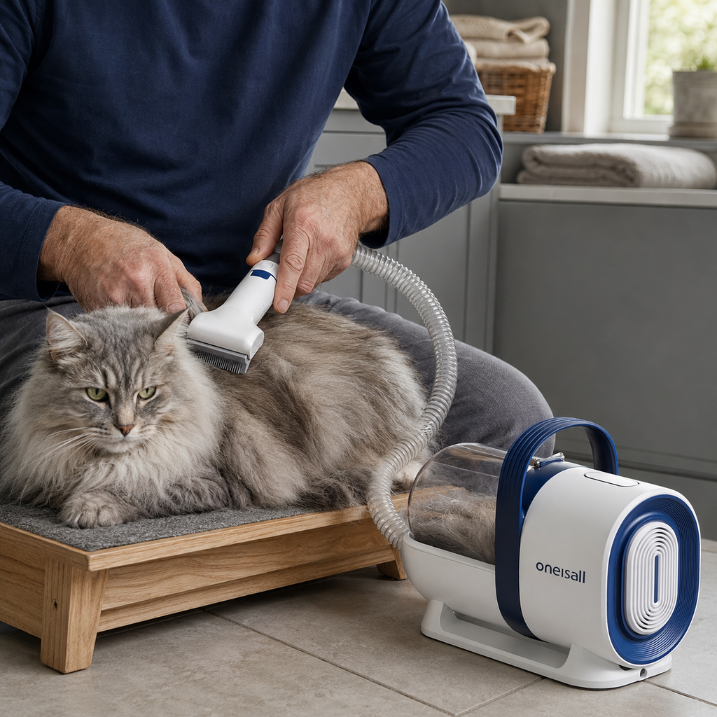 POUPIPETS Dog Grooming Vacuum – 7-in-1 Pet Grooming Kit with Low Noise & Hair Clippers