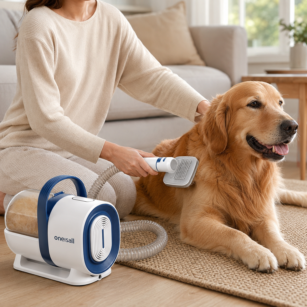 POUPIPETS Dog Grooming Vacuum – 7-in-1 Pet Grooming Kit with Low Noise & Hair Clippers