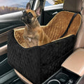 Poupipets Crystal Velvet Dog Car Seat with Elevated Base and Harness Restraint