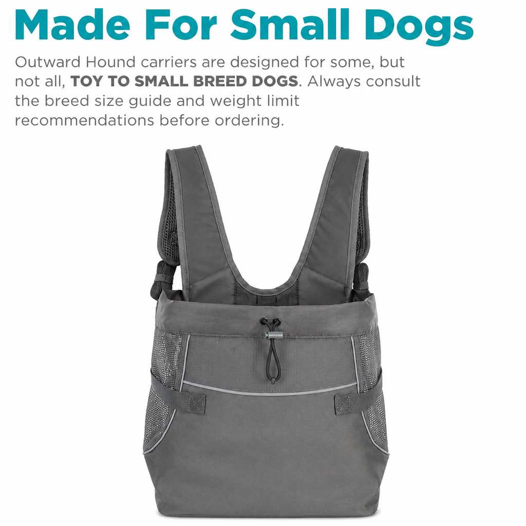Poupipets Hands-Free Small Dog Carrier with Mesh Sides and Secure Drawstring Top