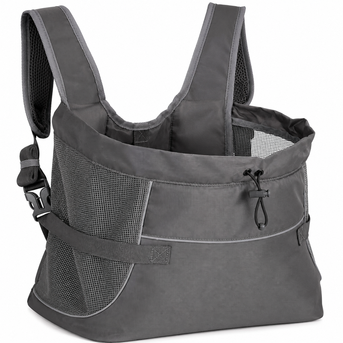 Poupipets Hands-Free Small Dog Carrier with Mesh Sides and Secure Drawstring Top