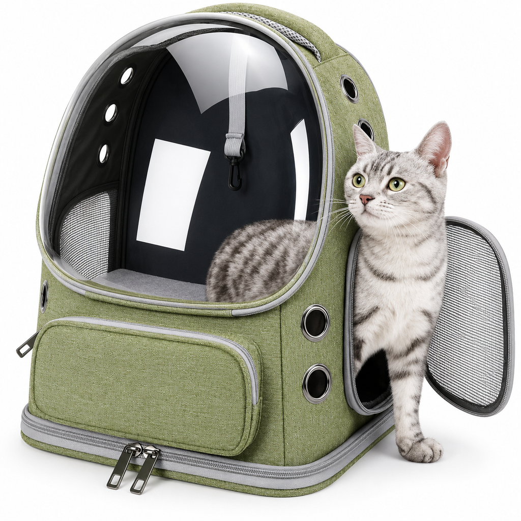 Poupipets Cat & Small Dog Travel Backpack with Bubble Window and Mesh Ventilation