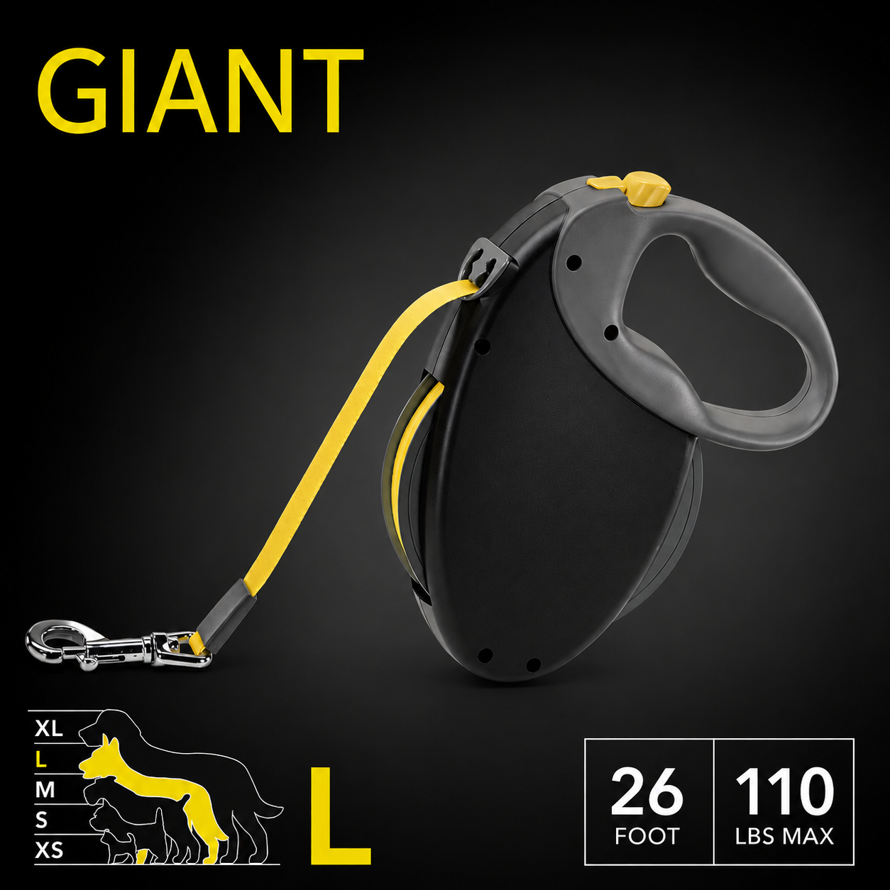Poupipets 26 ft Heavy-Duty Dog Leash with Smooth Retracting Tape and Brake System