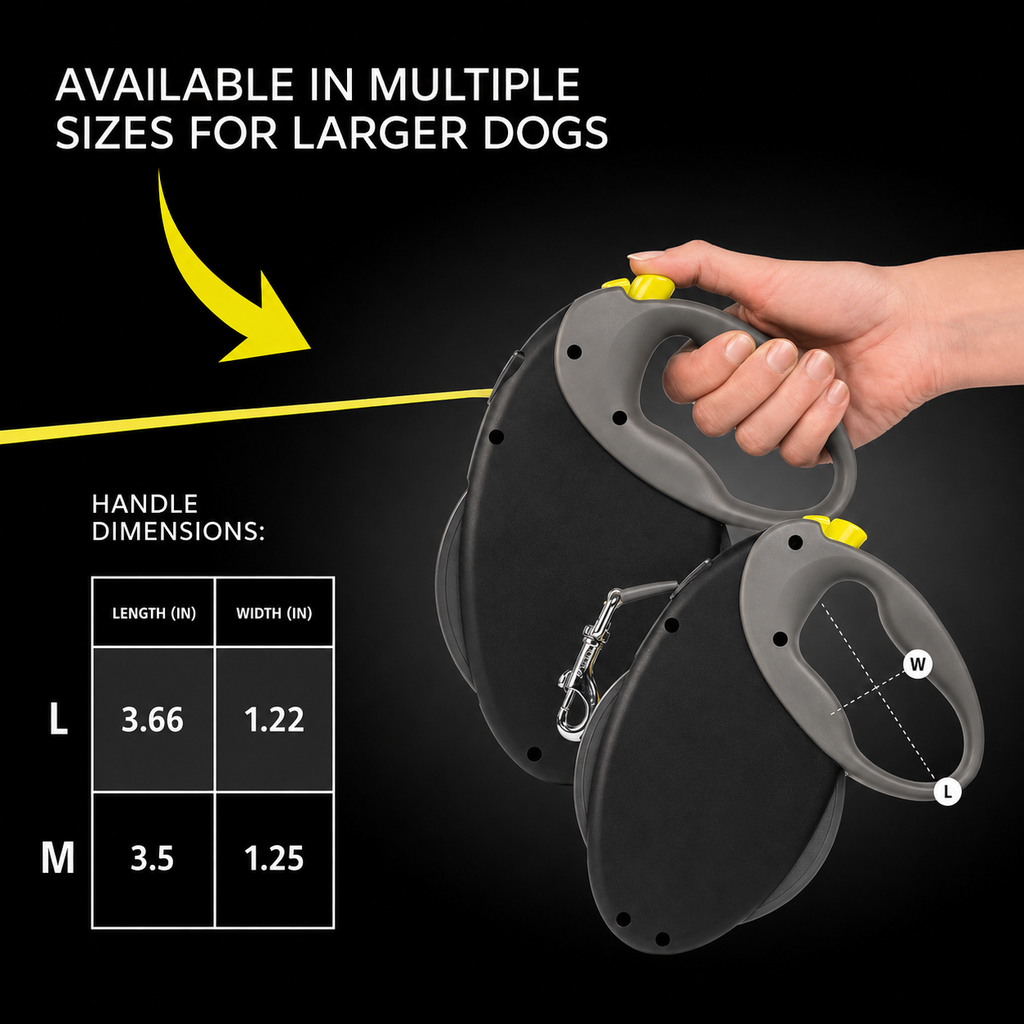 Poupipets 26 ft Heavy-Duty Dog Leash with Smooth Retracting Tape and Brake System