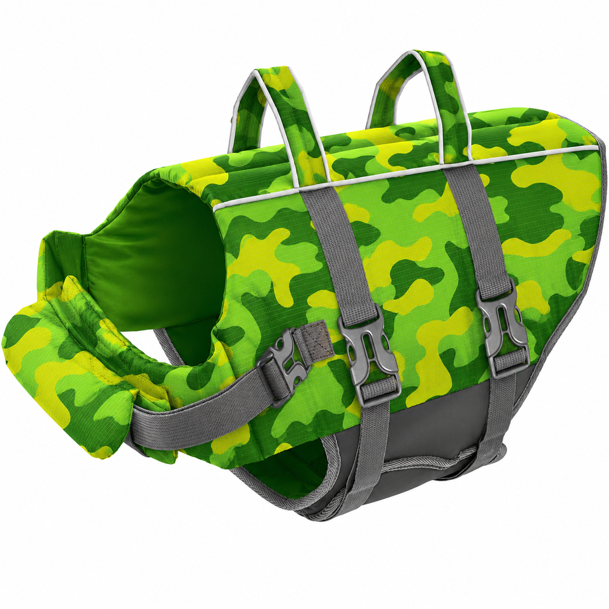 Poupipets Dog Life Jacket with Front Float, Dual Rescue Handles and Reflective Trim