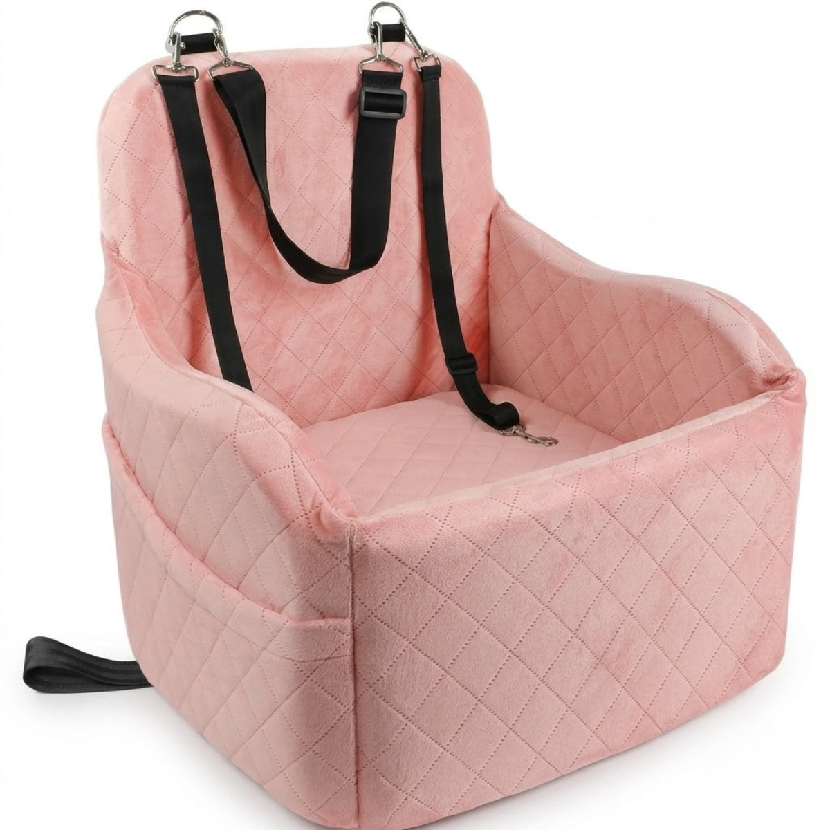 Poupipets Washable Dog Booster Seat with Raised Cushion and Anti-Slip Travel Base