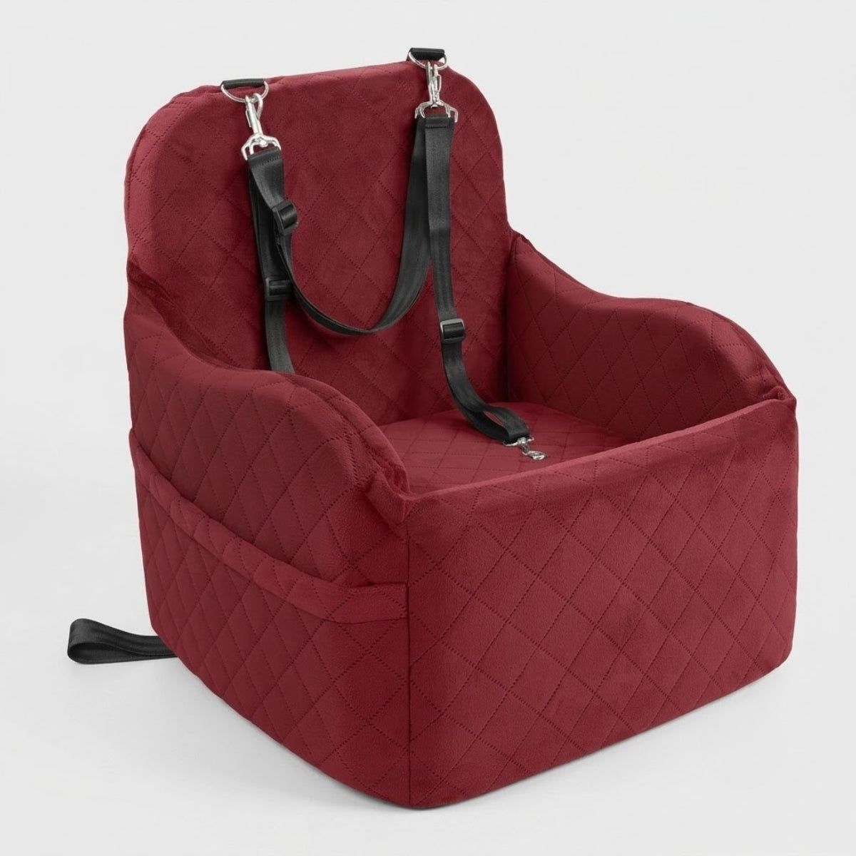 Poupipets Washable Dog Booster Seat with Raised Cushion and Anti-Slip Travel Base