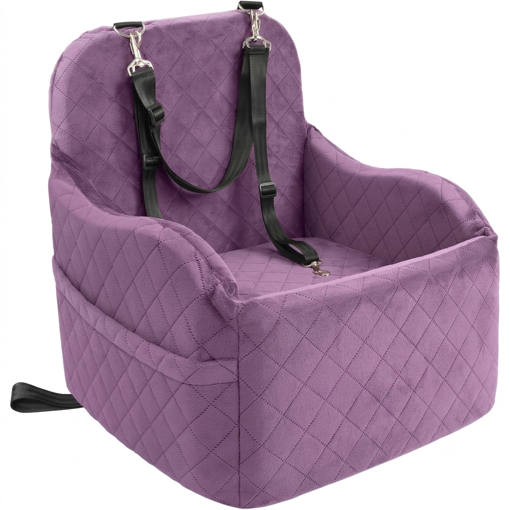 Poupipets Washable Dog Booster Seat with Raised Cushion and Anti-Slip Travel Base