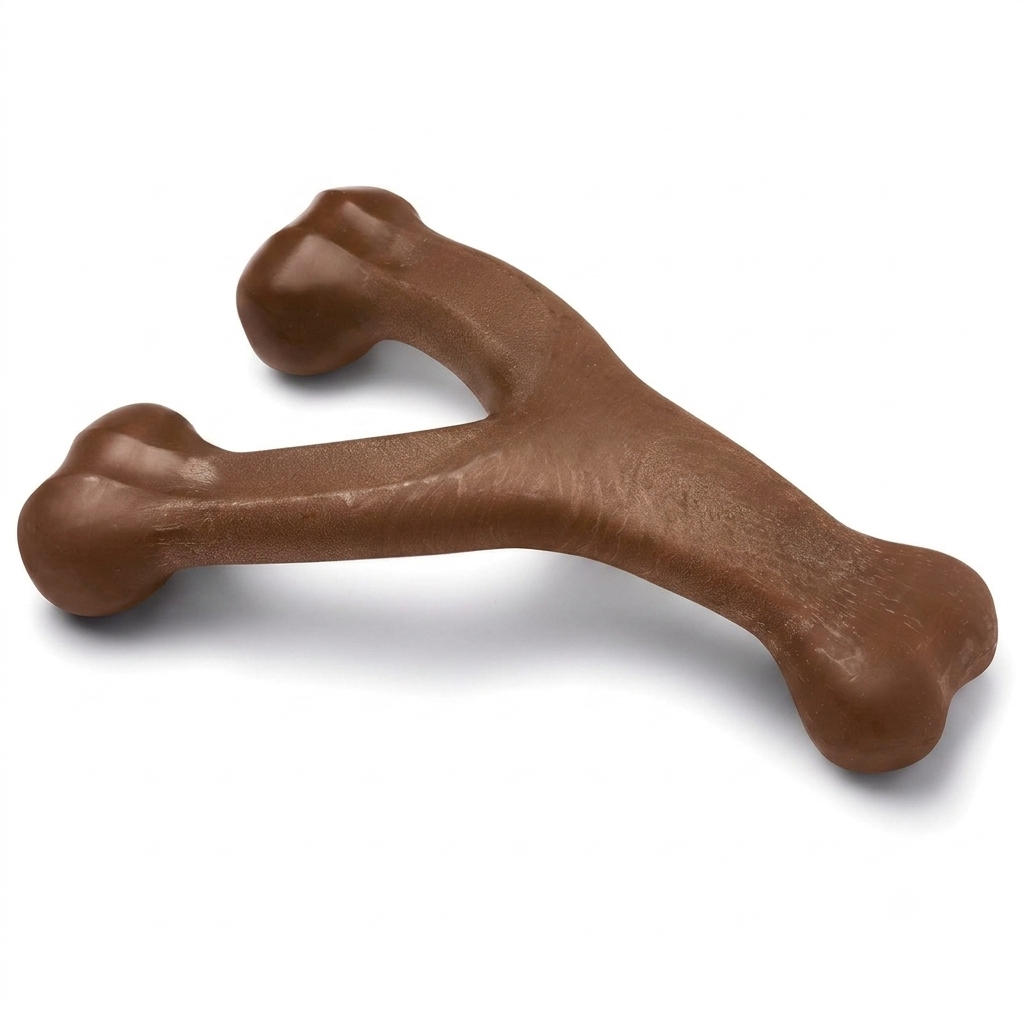 Dailypets Durable Dog Chew Toy for Aggressive Chewers with Bacon Flavor Wishbone