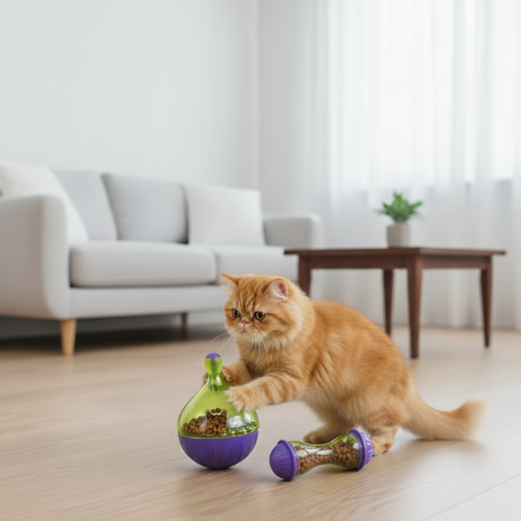 Dailypets Interactive Pet Treat Dispenser with Self-Balancing Tumbler Puzzle Design