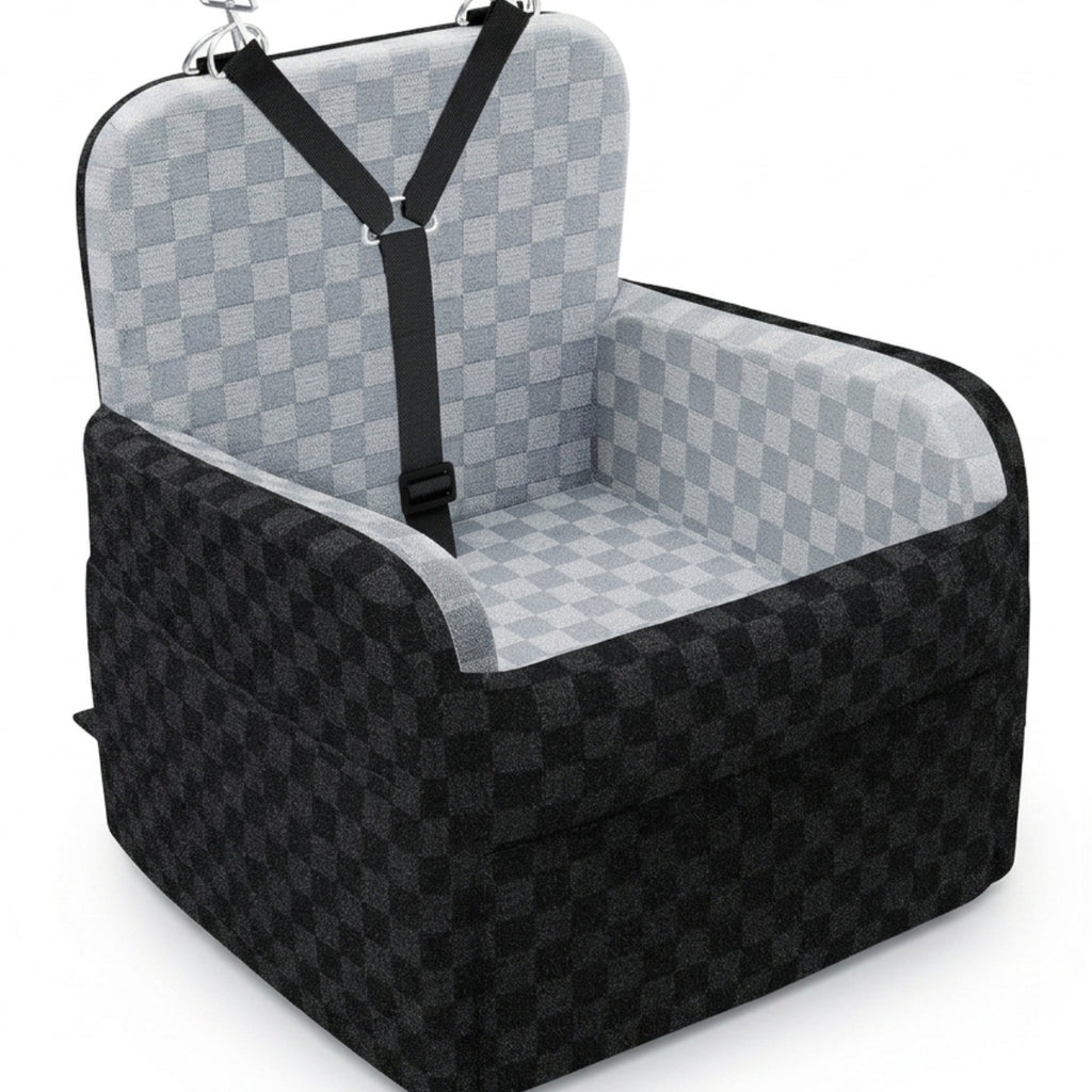 Poupipets Waterproof Dog Booster Car Seat with Memory Foam and Safety Y-Belt