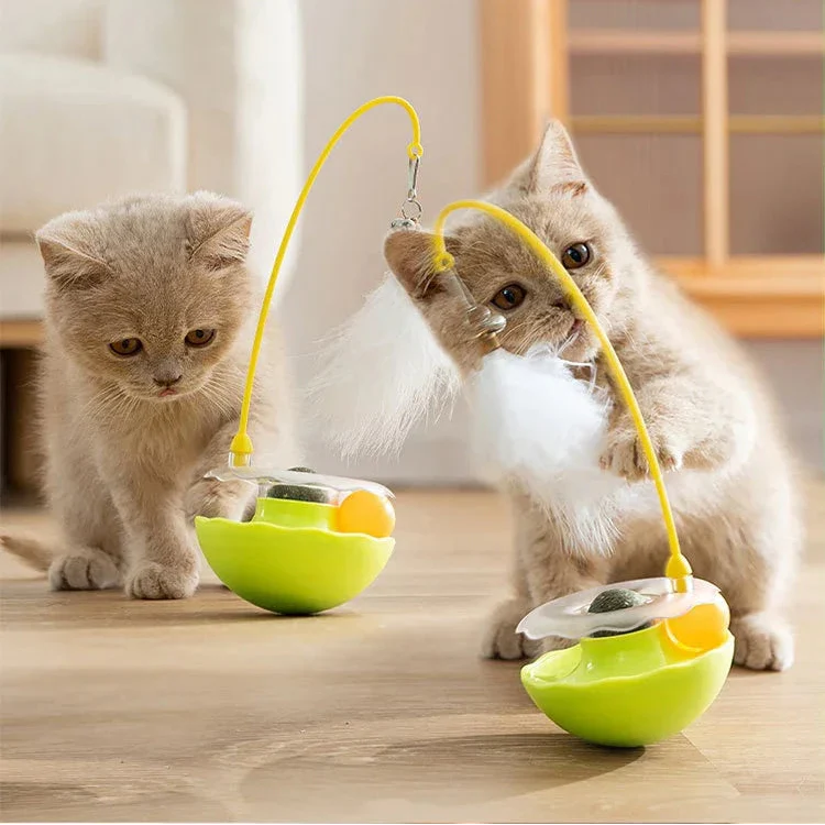 Dailypets Multi-Activity Wobble Cat Toy with Feather Teaser & Rolling Ball Track