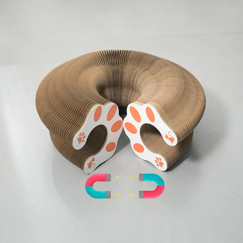 Dailypets Round Cardboard Scratcher for Pets with Rolling Ball Track and Resting Area