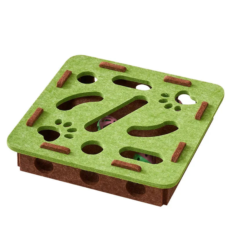 Dailypets Interactive Felt Puzzle Box for Cats with Maze Tunnel & Bell Ball Activity