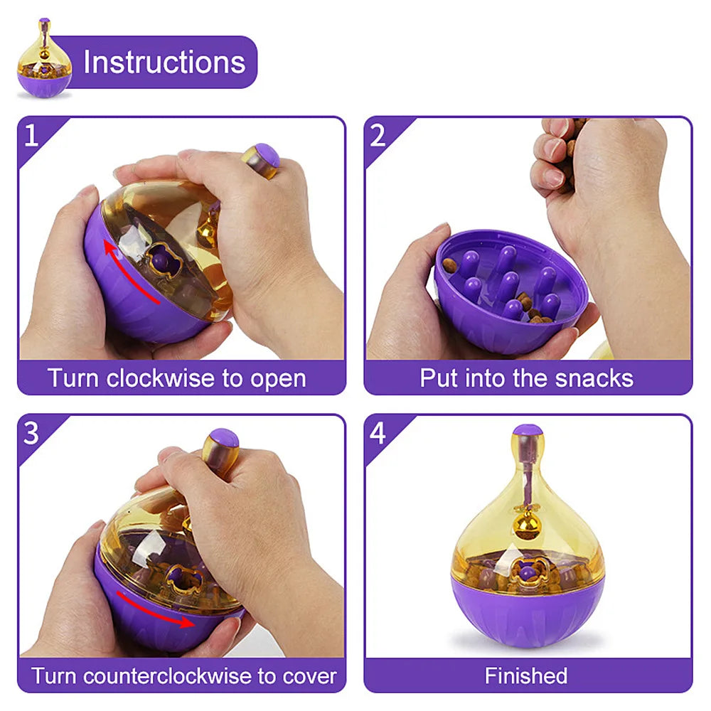 Dailypets Interactive Pet Treat Dispenser with Self-Balancing Tumbler Puzzle Design