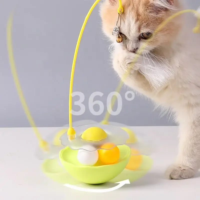 Dailypets Multi-Activity Wobble Cat Toy with Feather Teaser & Rolling Ball Track