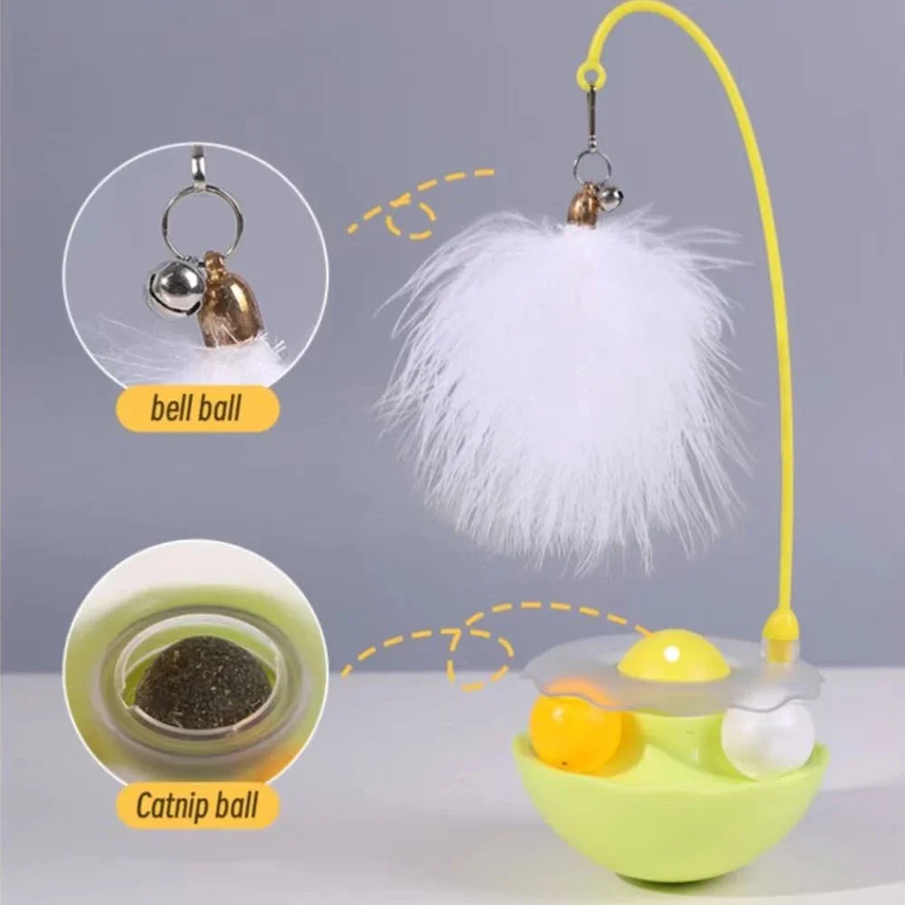 Dailypets Interactive Wobble Toy for Pets with Rotating Track and Feather Play Design