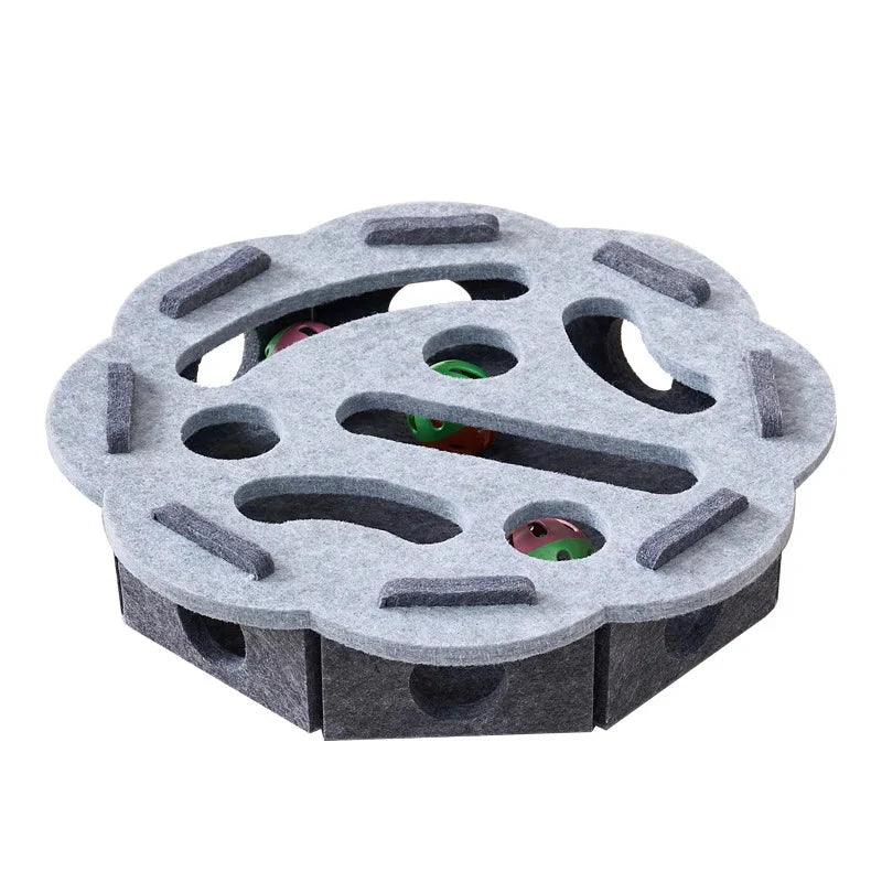 Dailypets Interactive Felt Puzzle Box for Cats with Maze Tunnel & Bell Ball Activity