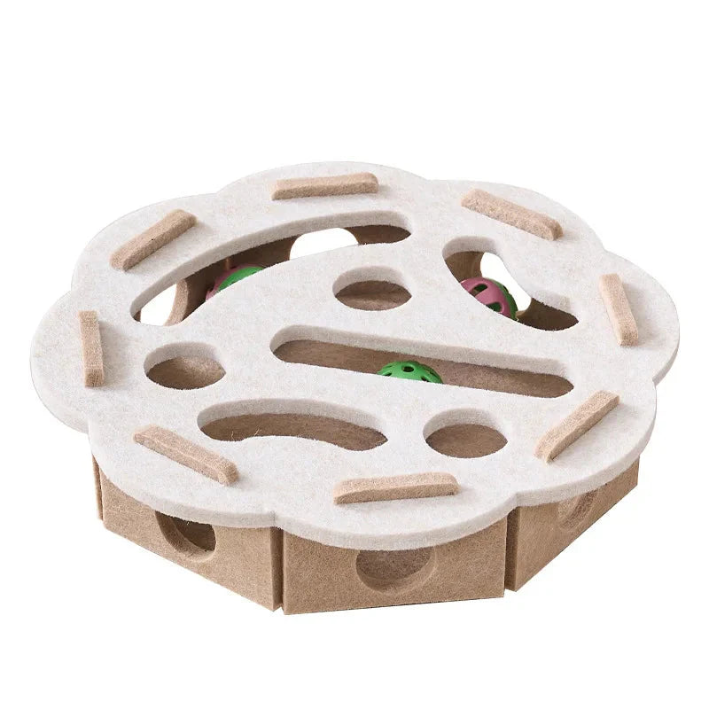 Dailypets Interactive Felt Puzzle Box for Cats with Maze Tunnel & Bell Ball Activity