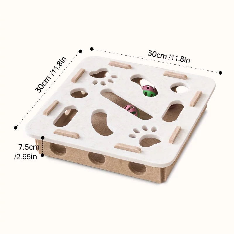 Dailypets Interactive Felt Puzzle Box for Cats with Maze Tunnel & Bell Ball Activity