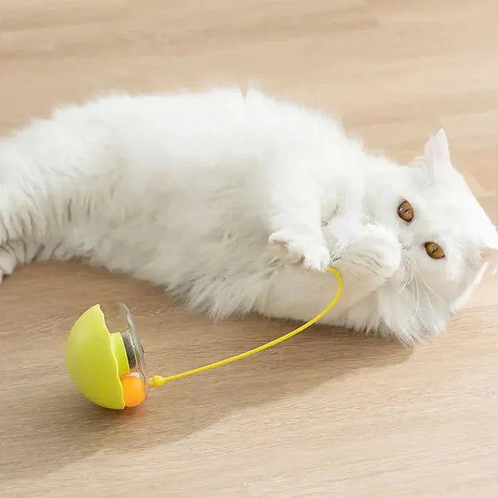Dailypets Interactive Wobble Toy for Pets with Rotating Track and Feather Play Design
