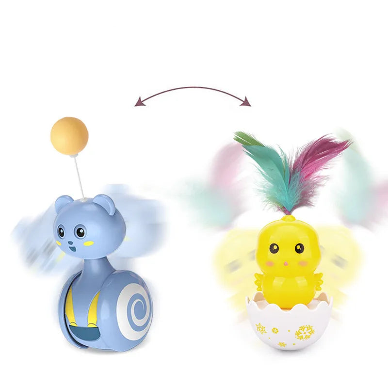 Dailypets Interactive Wobble Cat Toy with Feather Teaser & Self-Righting Base