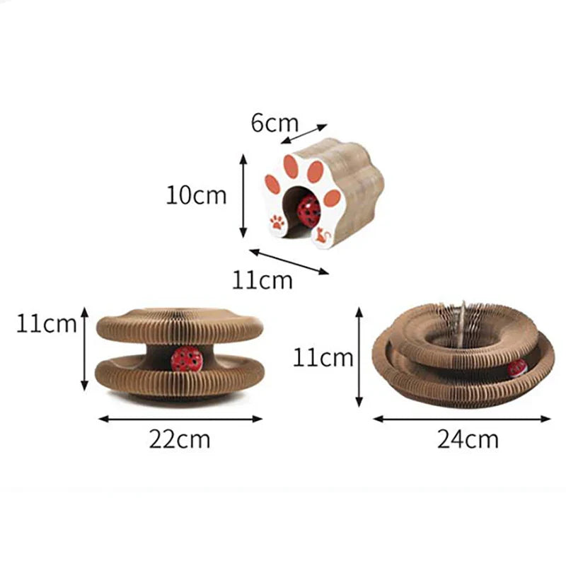 Dailypets Round Cardboard Scratcher for Pets with Rolling Ball Track and Resting Area