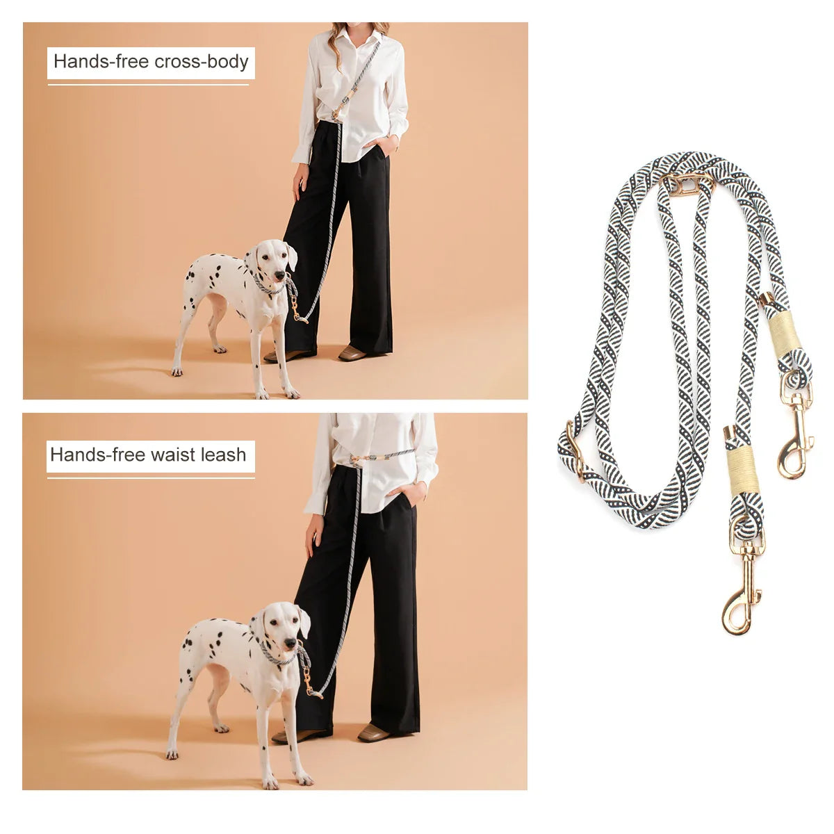 Dailypets Multi-Function Dog Leash with Hands-Free Wear and 240 cm Adjustable Length