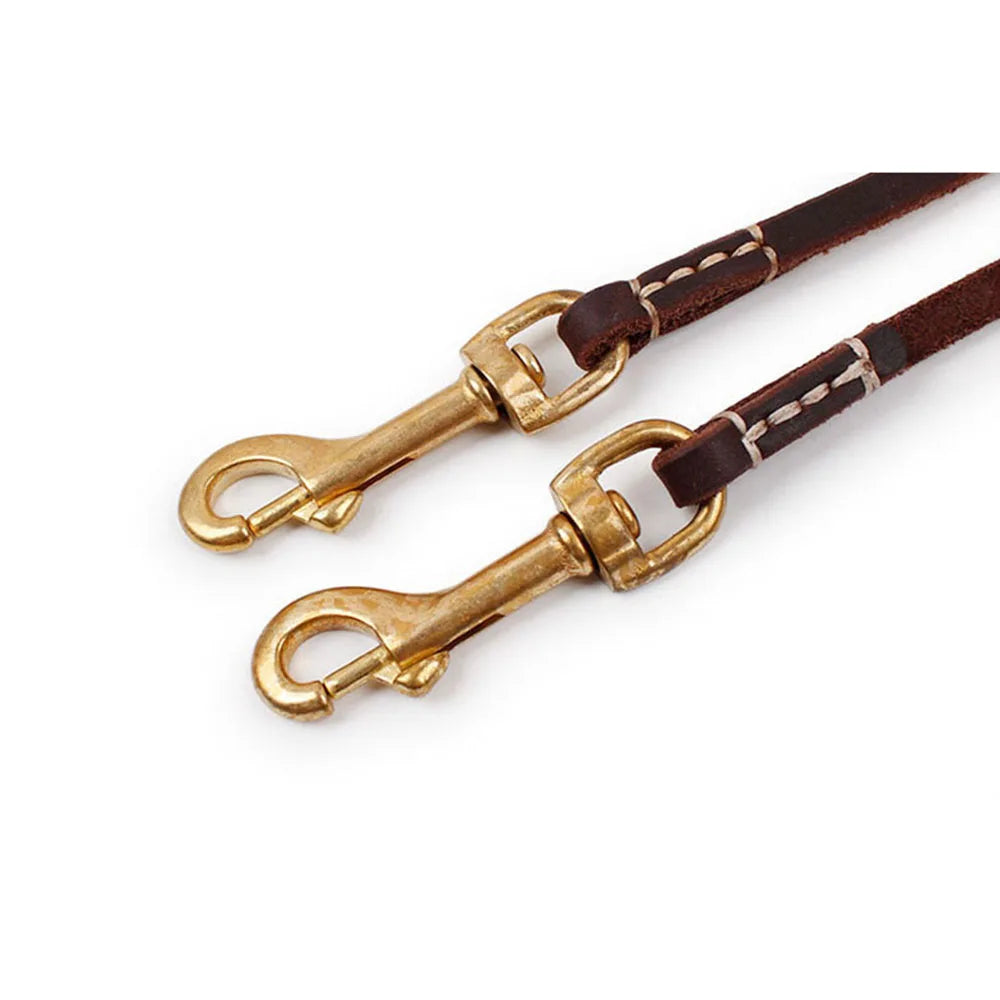 Dailypets Handmade Genuine Leather Pet Leash for Puppies and Cats with Metal Clip