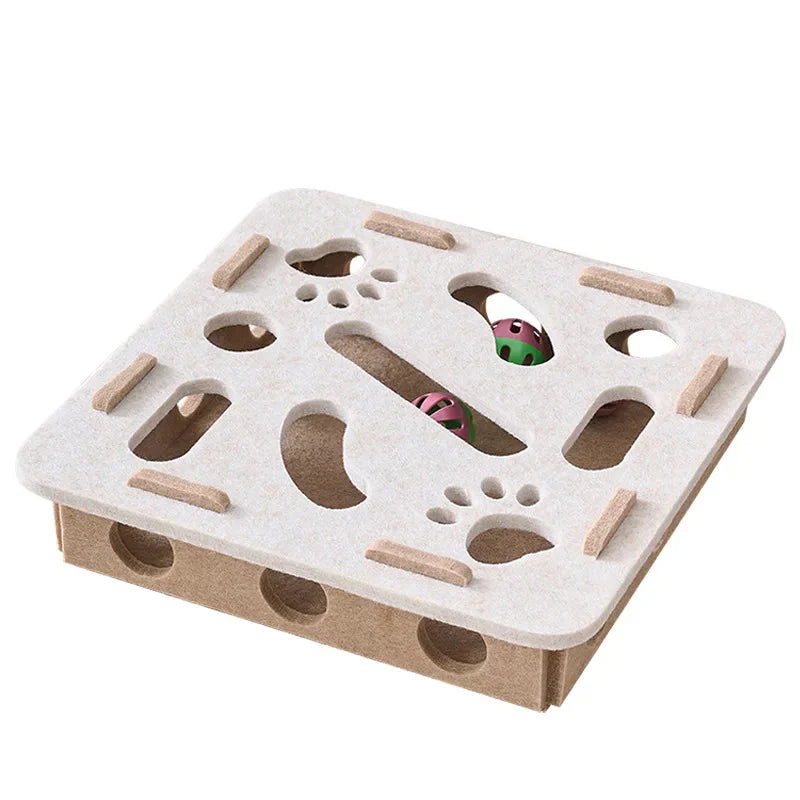 Dailypets Interactive Felt Puzzle Box for Cats with Maze Tunnel & Bell Ball Activity