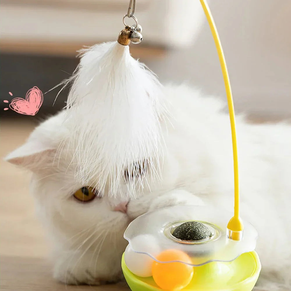 Dailypets Multi-Activity Wobble Cat Toy with Feather Teaser & Rolling Ball Track