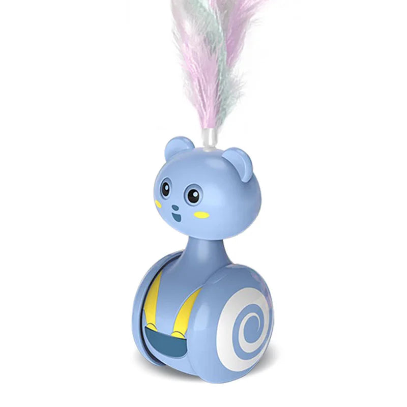 Dailypets Interactive Wobble Cat Toy with Feather Teaser & Self-Righting Base