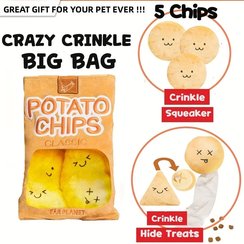 Dailypets Crinkle Snack Bag Enrichment Toy for Pets with Chewing Texture and Treats
