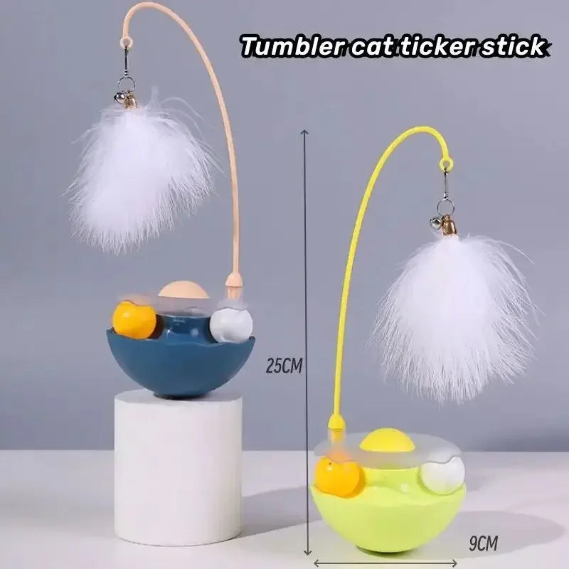Dailypets Multi-Activity Wobble Cat Toy with Feather Teaser & Rolling Ball Track