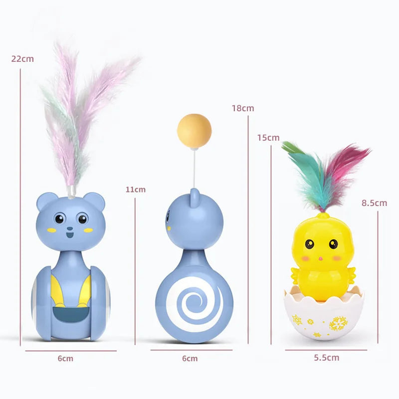 Dailypets Interactive Wobble Cat Toy with Feather Teaser & Self-Righting Base