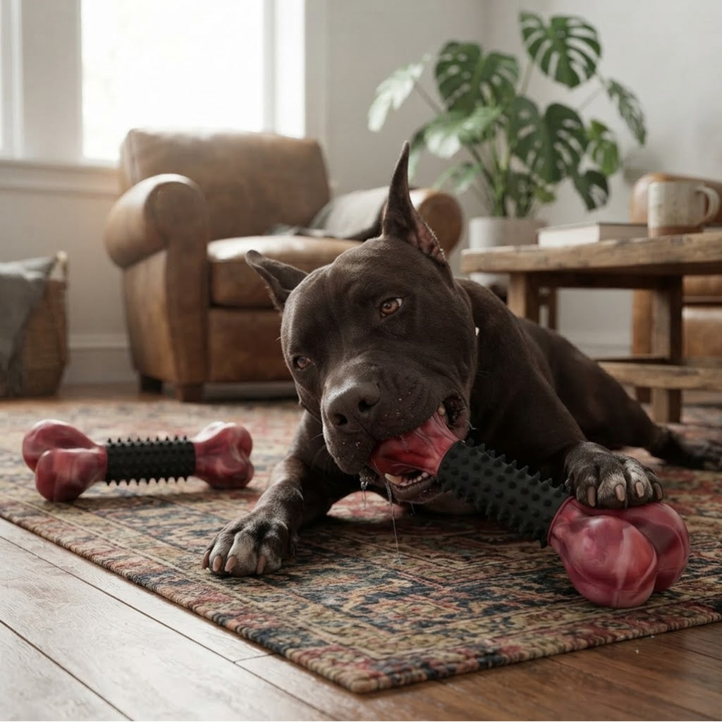 Poupipets Beef Flavored Dog Chew Toy for Medium and Large Dogs with Dual Materials