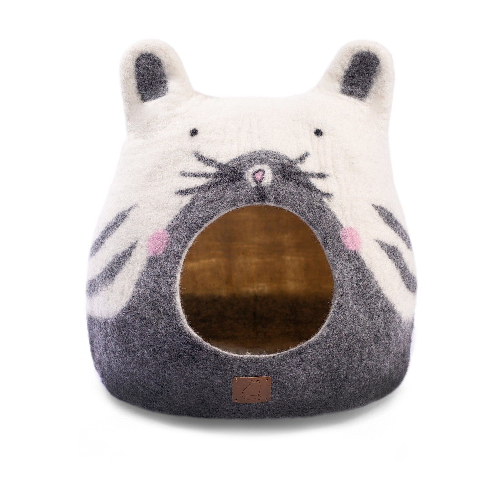 Dailypets Felted Wool Cat Hideaway with Kitty Face Design