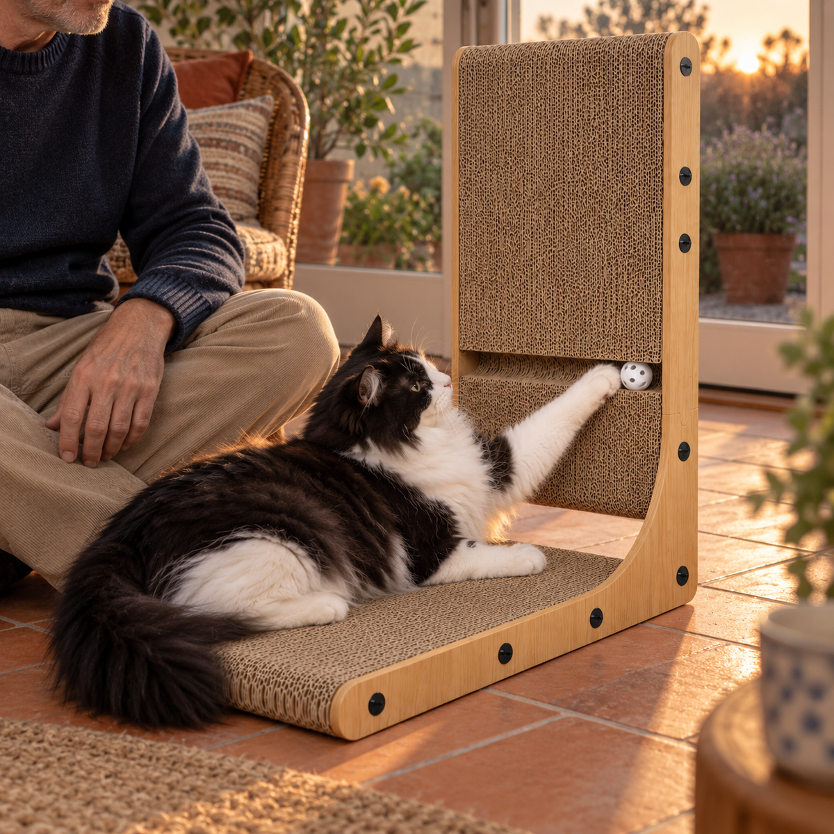 POUPIPETS Cat Scratching Board – 2-Pack L-Shaped Cardboard Scratcher, 25.6" Tall