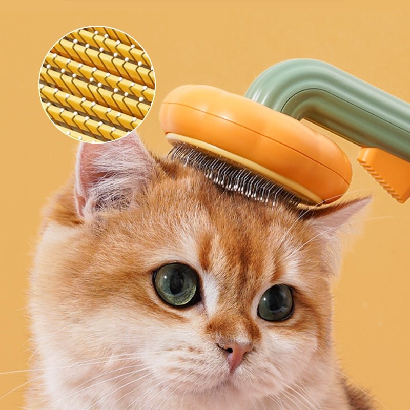 Dailypets Self-Cleaning Slicker Brush – Cat Grooming Brush with One-Click Hair Removal