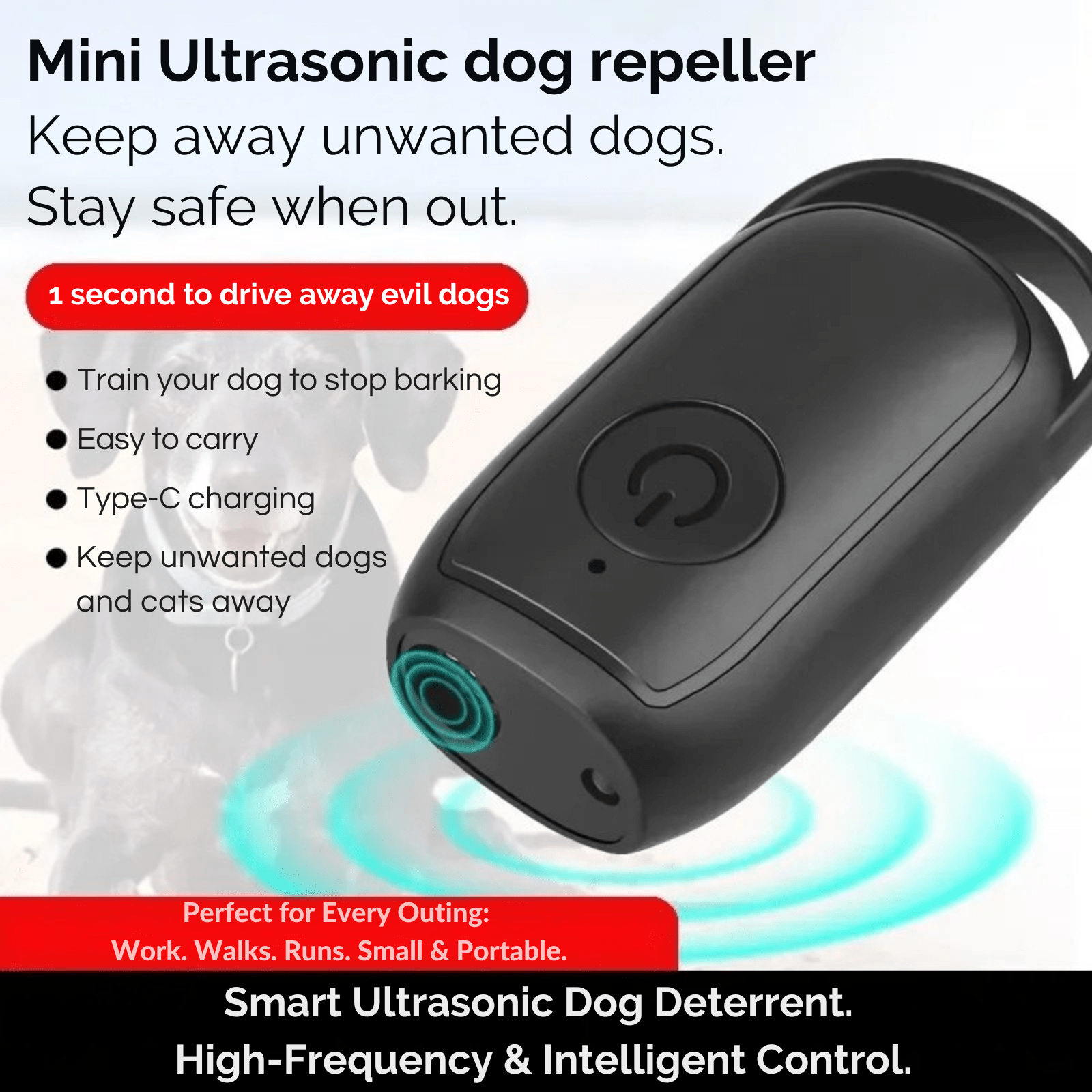 Dailypets Rechargeable Ultrasonic Dog Trainer for Bark Control and Behaviour Training