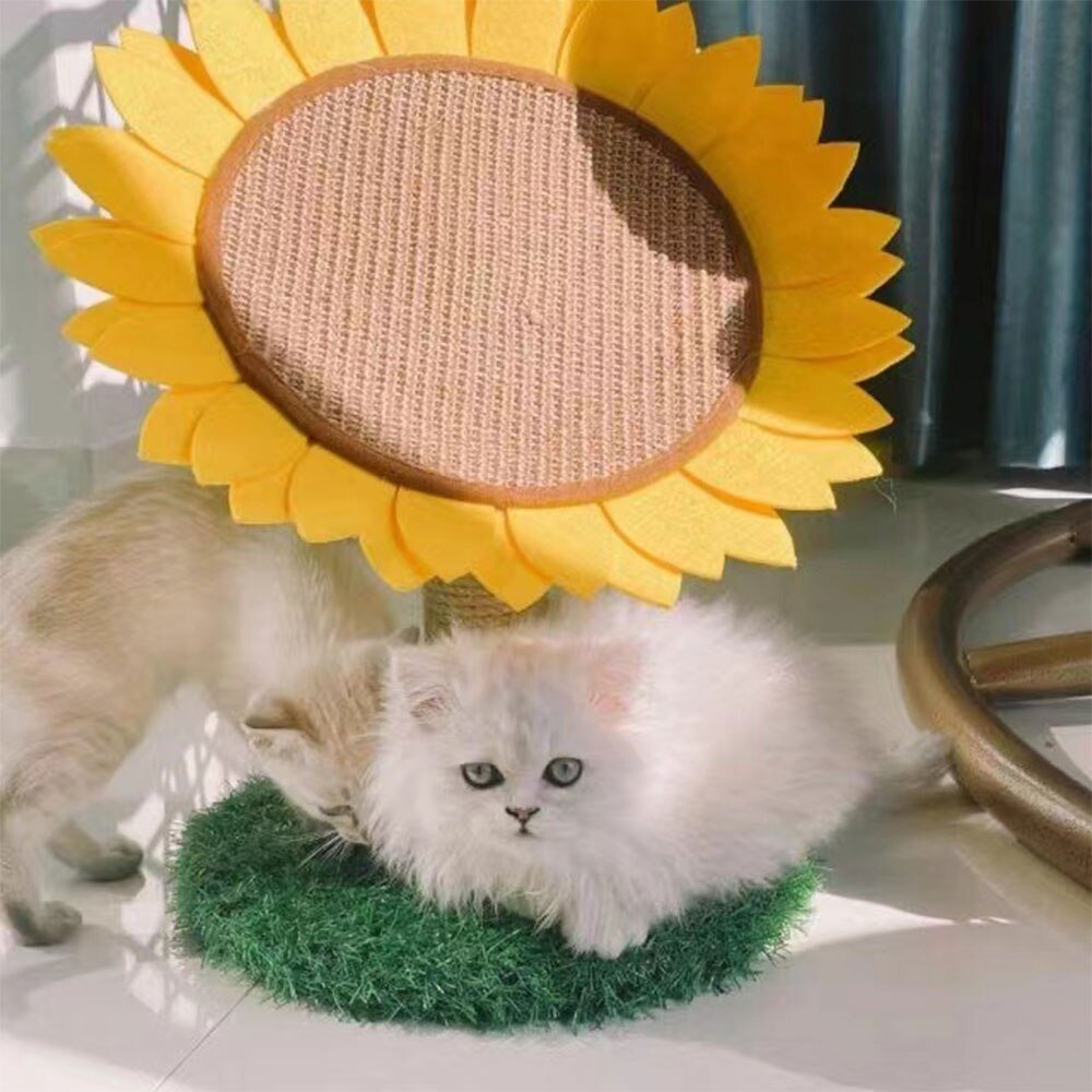 Dailypets Sunflower Cat Scratcher – Floral Scratching Pad with Sisal Post