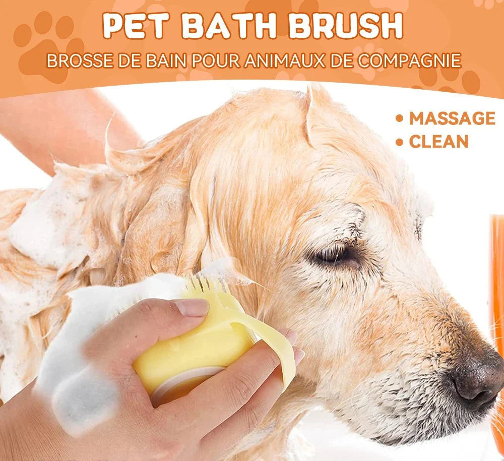 Dailypets Pet Bath Brush with Built-In Shampoo Dispenser for Easy Grooming Sessions