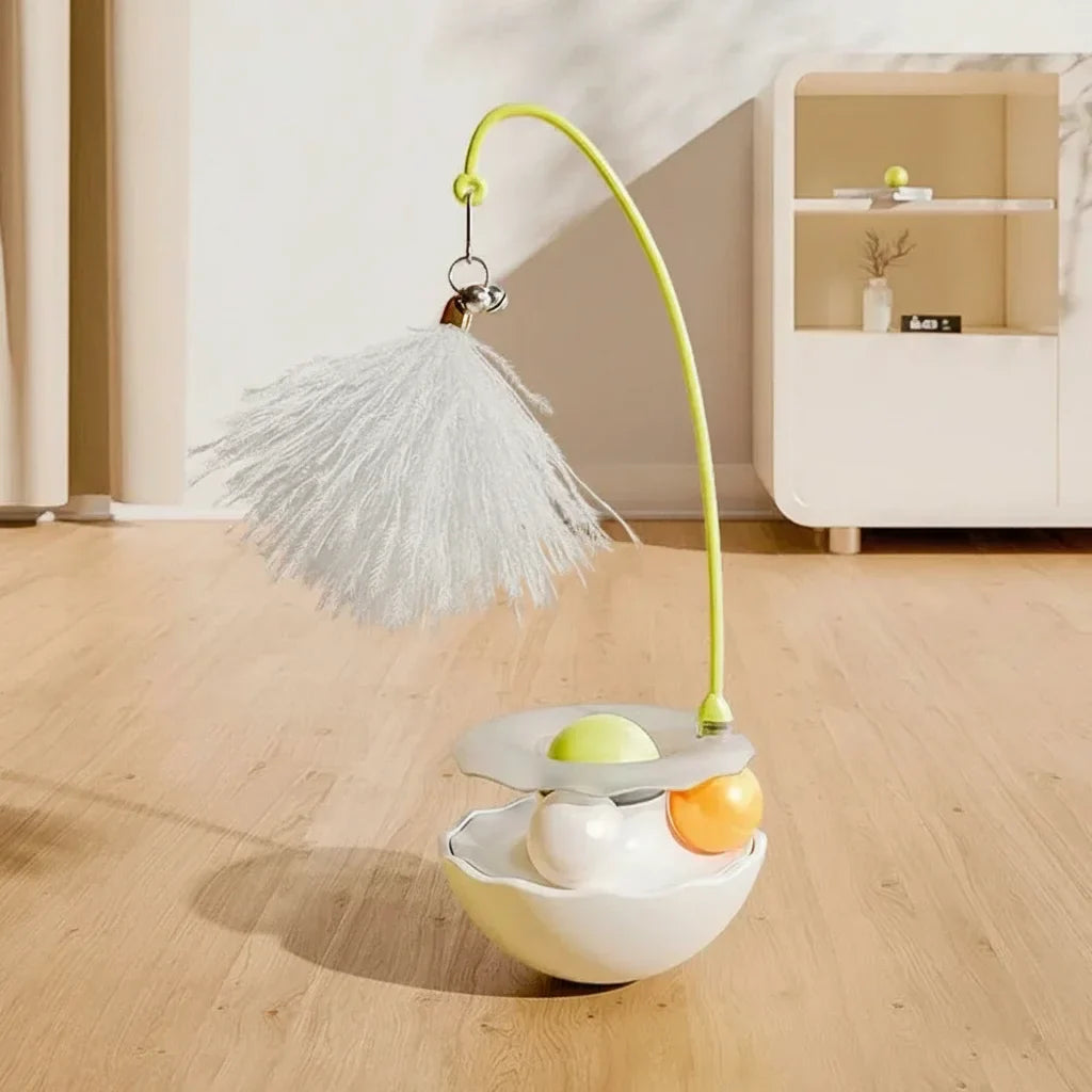 Dailypets Multi-Activity Wobble Cat Toy with Feather Teaser & Rolling Ball Track
