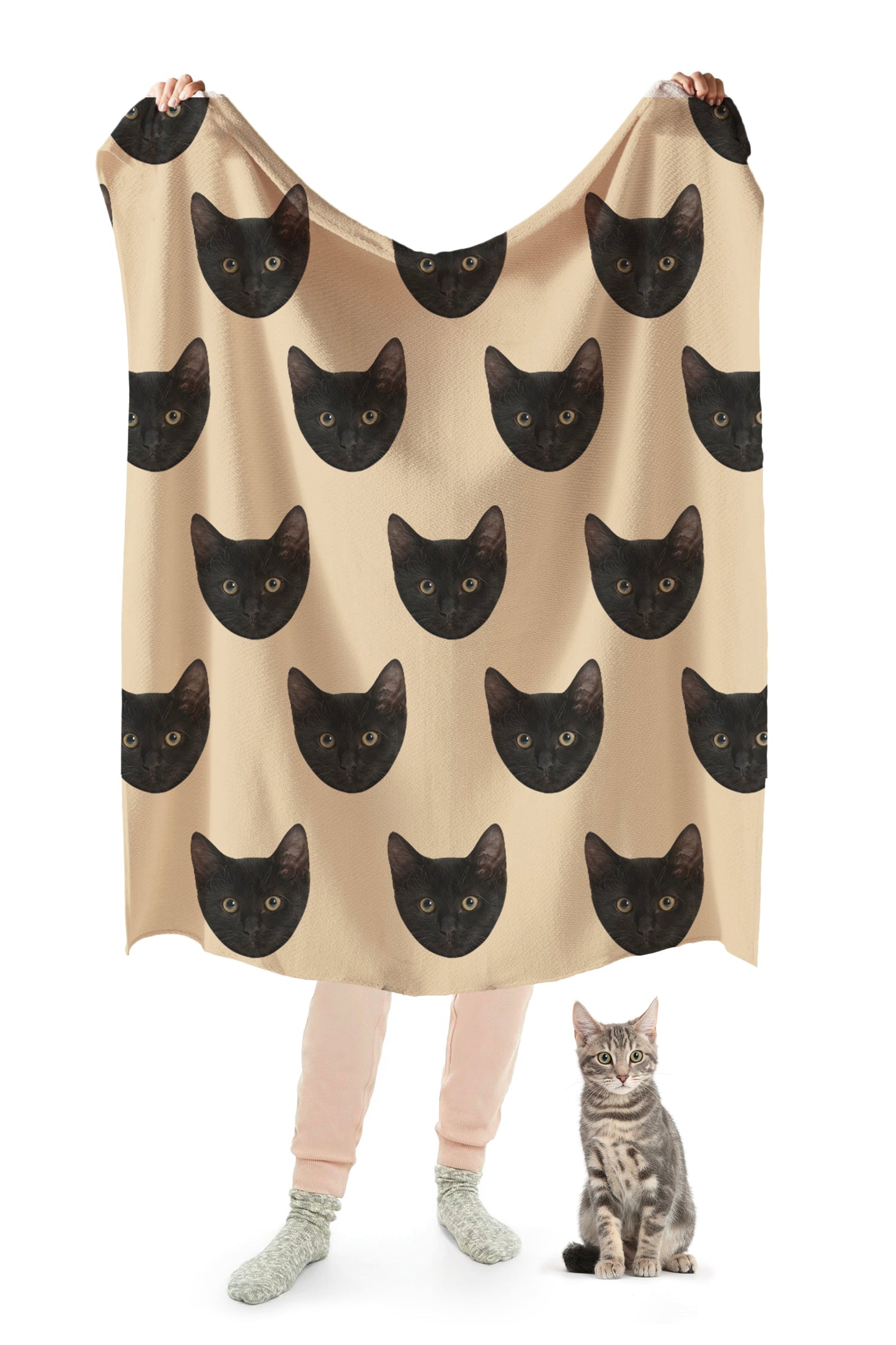 Dailypets Custom Pet Blanket with Repeating Photo Print Design