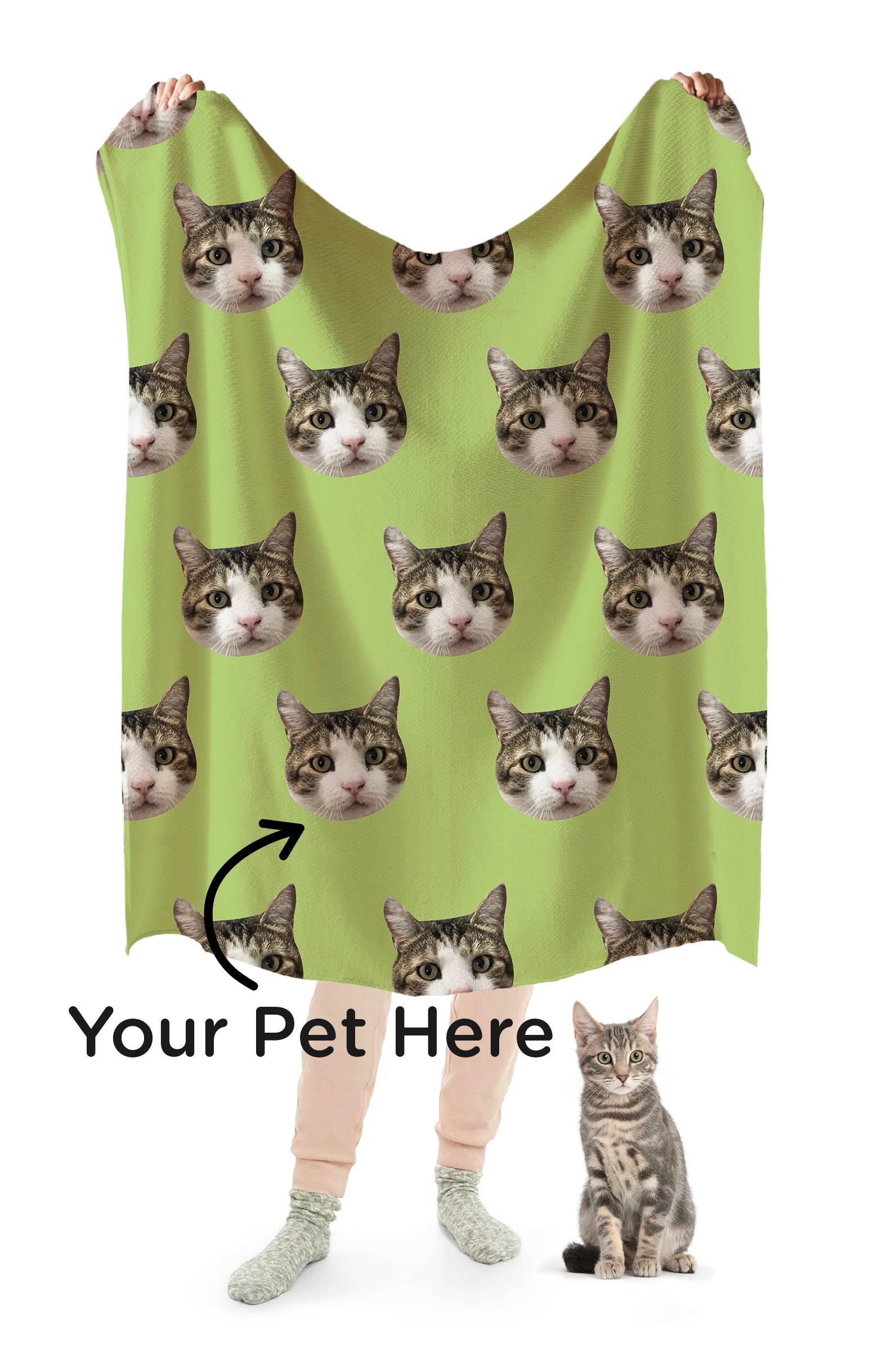 Dailypets Custom Pet Blanket with Repeating Photo Print Design