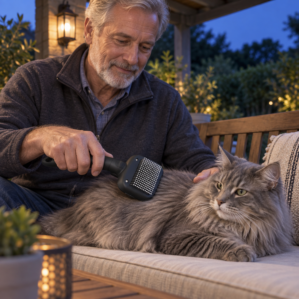POUPIPETS Self-Cleaning Slicker Brush – Dog & Cat Deshedding Grooming Tool