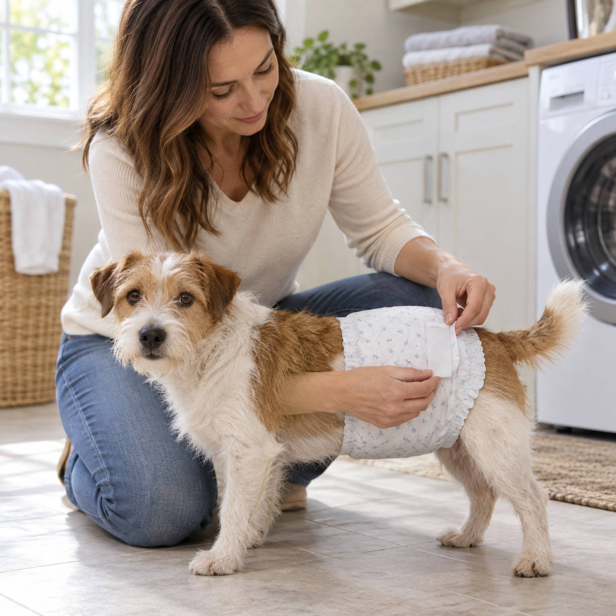 POUPIPETS Male Dog Wraps – 50 Count Medium Disposable Leakproof Dog Diapers