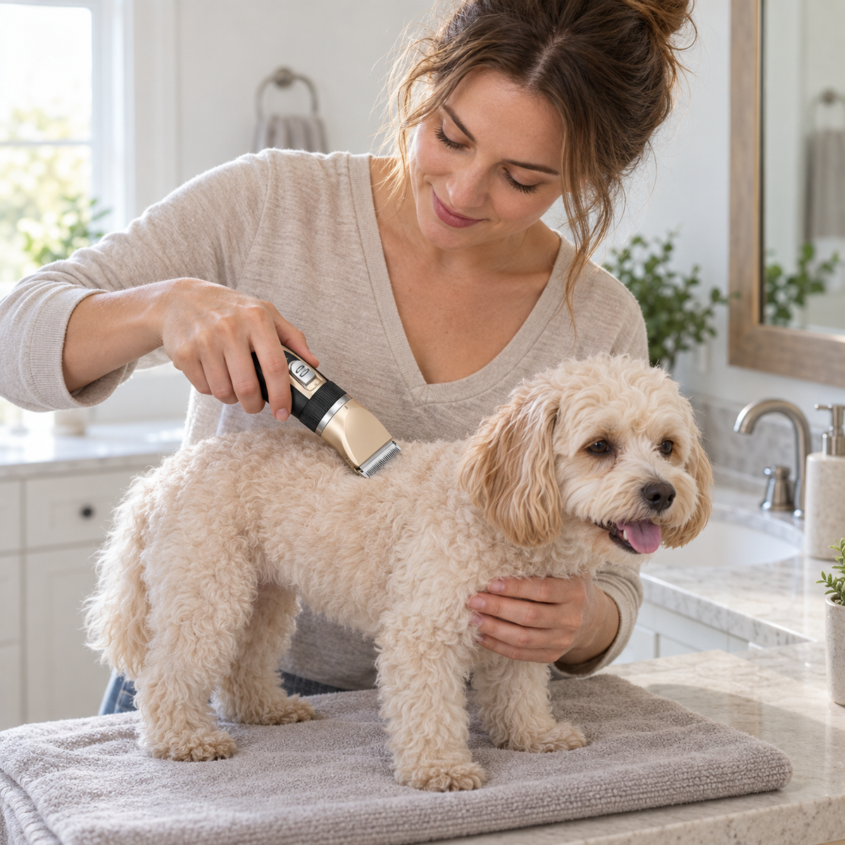 POUPIPETS Dog Clippers – Low Noise Rechargeable Pet Grooming Kit for Dogs & Cats