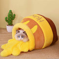 Dailypets Cute Cat Bed, Plush Honey Jar House with Cozy Cushion