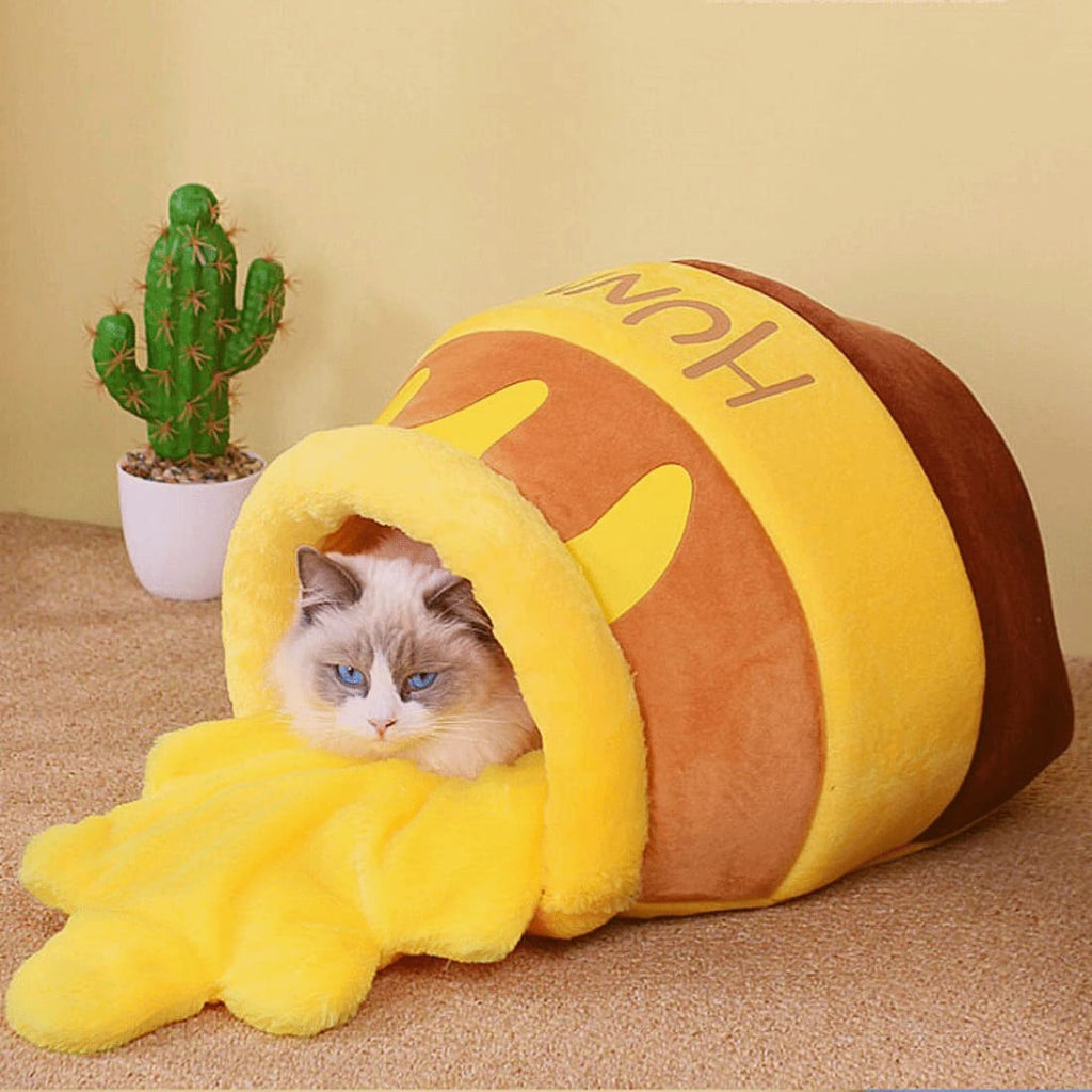 Dailypets Honey Jar Cat Nest – Soft Plush Indoor Cat Bed